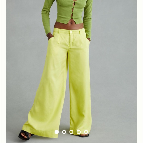 NEW Anthropologie Light Yellow Wide Leg Pants - Picture 1 of 16